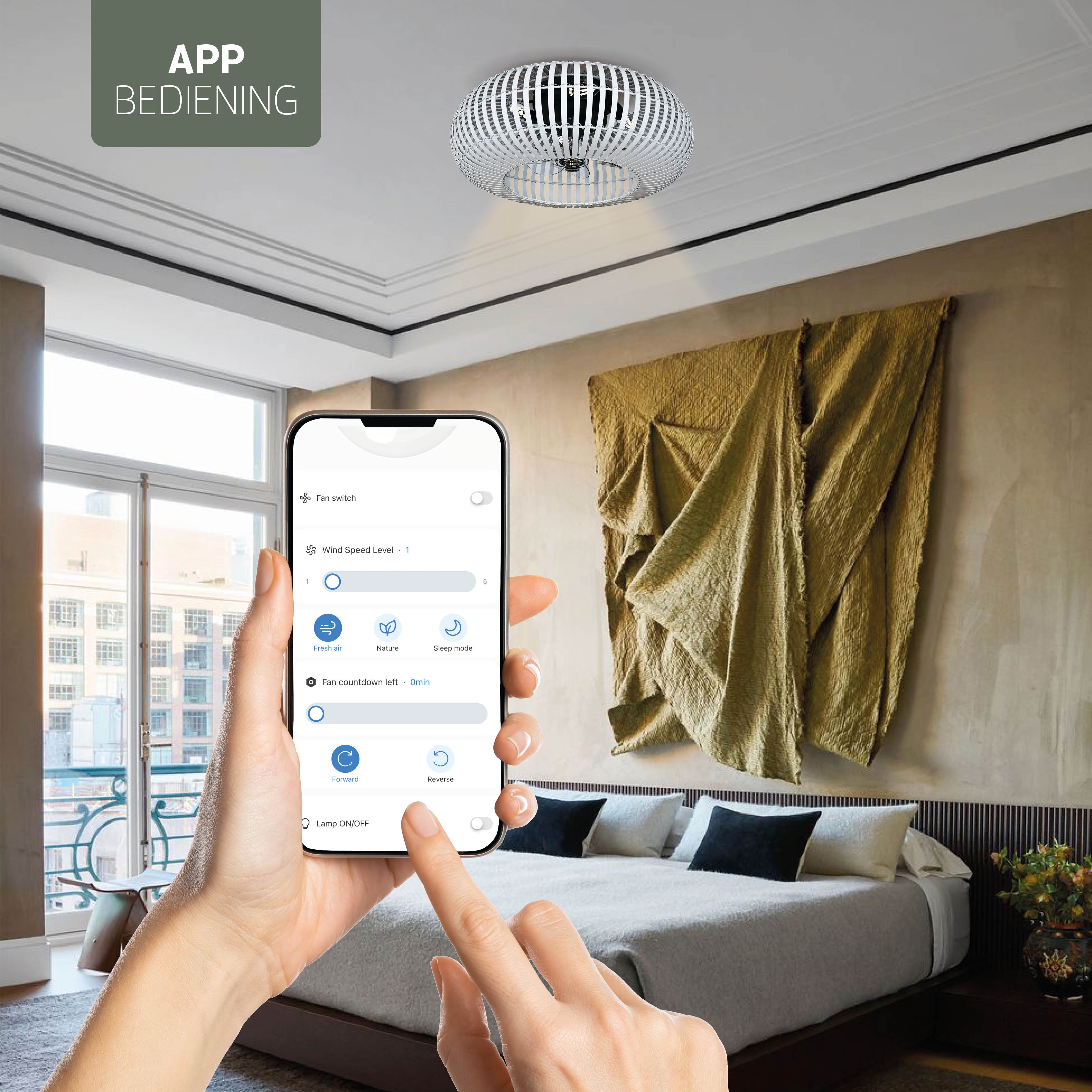 Varin® Lampe de Plafond Intelligente avec Ventilateur - Bambou Blanc