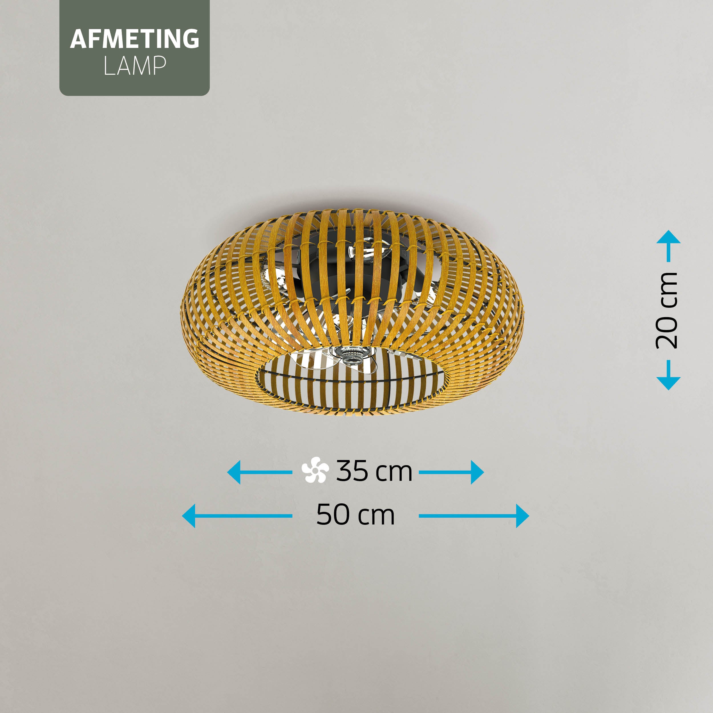 Varin® Smart Plafondlamp met ventilator - Bamboe