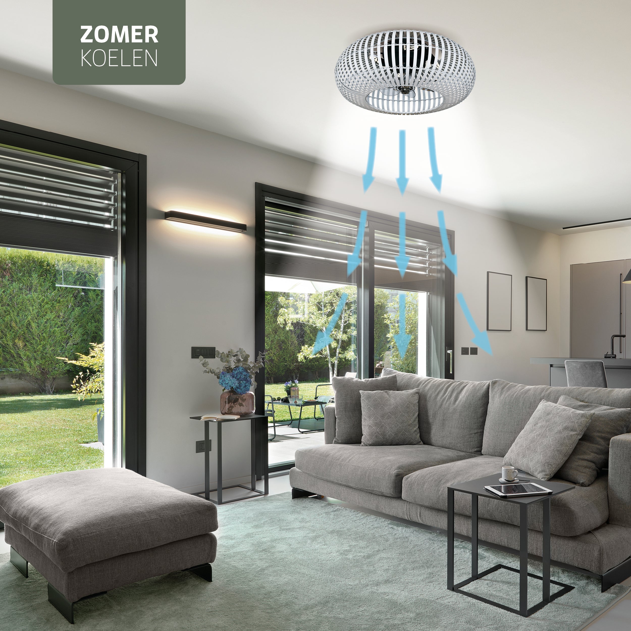 Varin® Smart Plafondlamp met ventilator - Bamboe Wit