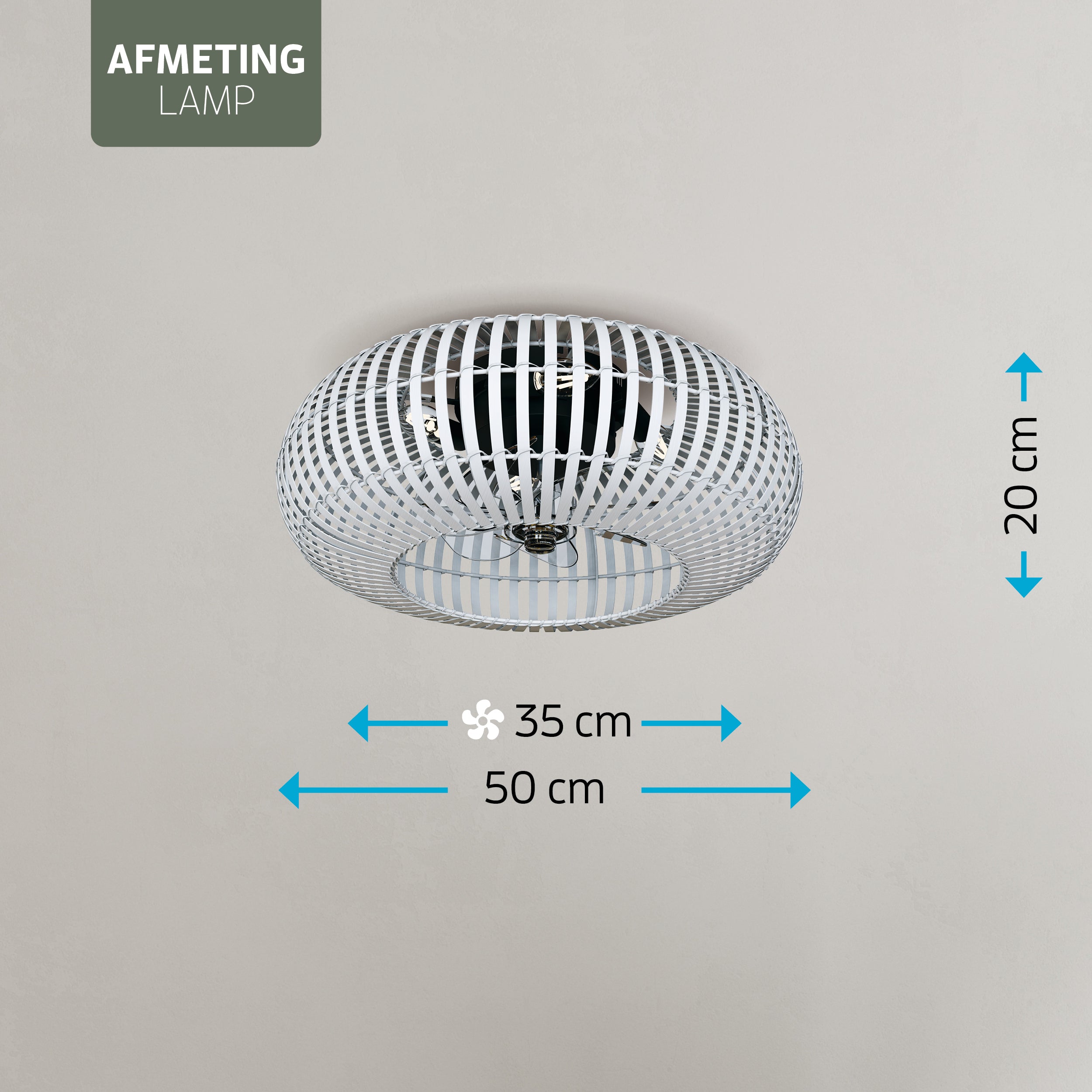 Varin® Smart Plafondlamp met ventilator - Bamboe Wit