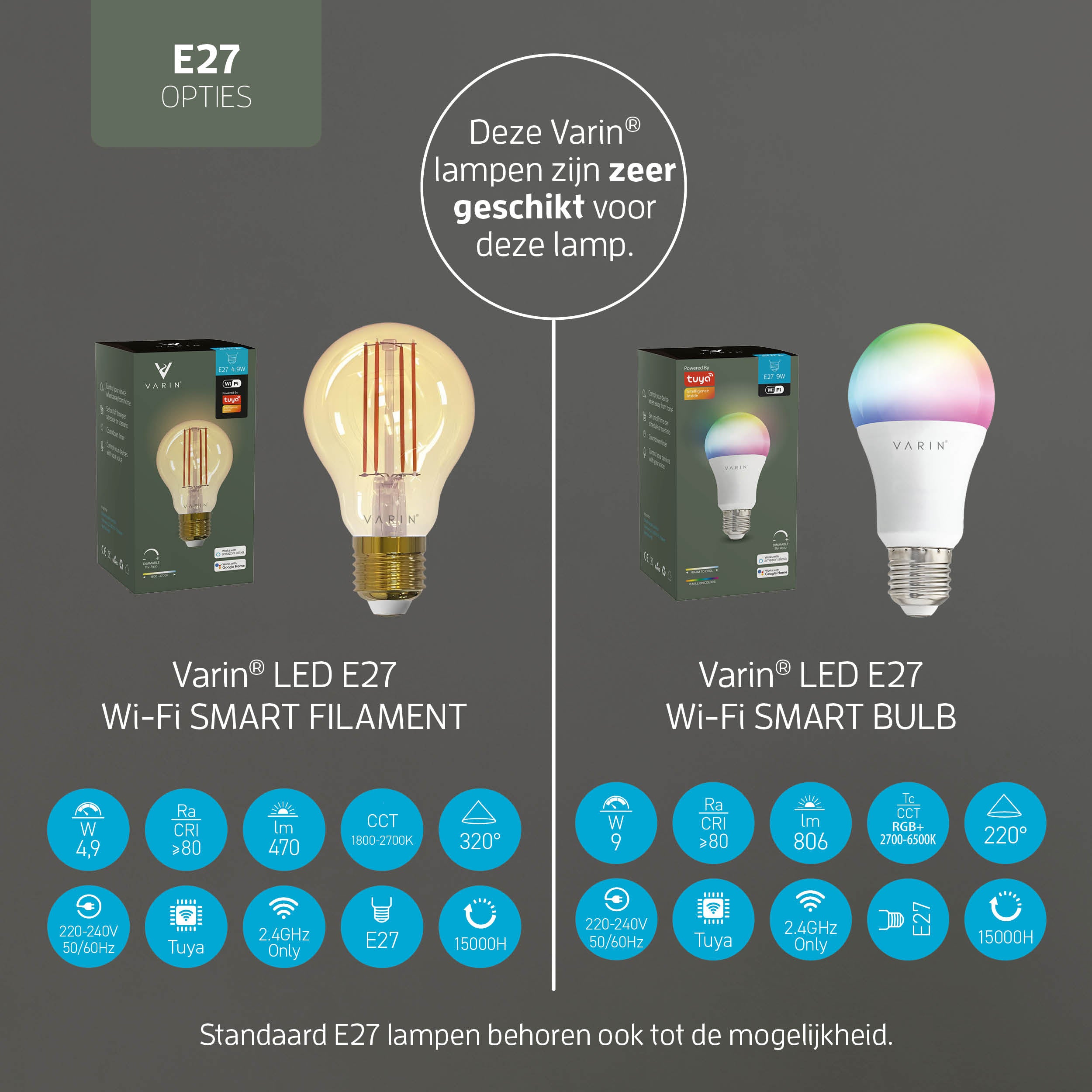 Varin® Smart Plafondlamp met ventilator - Bamboe Zwart