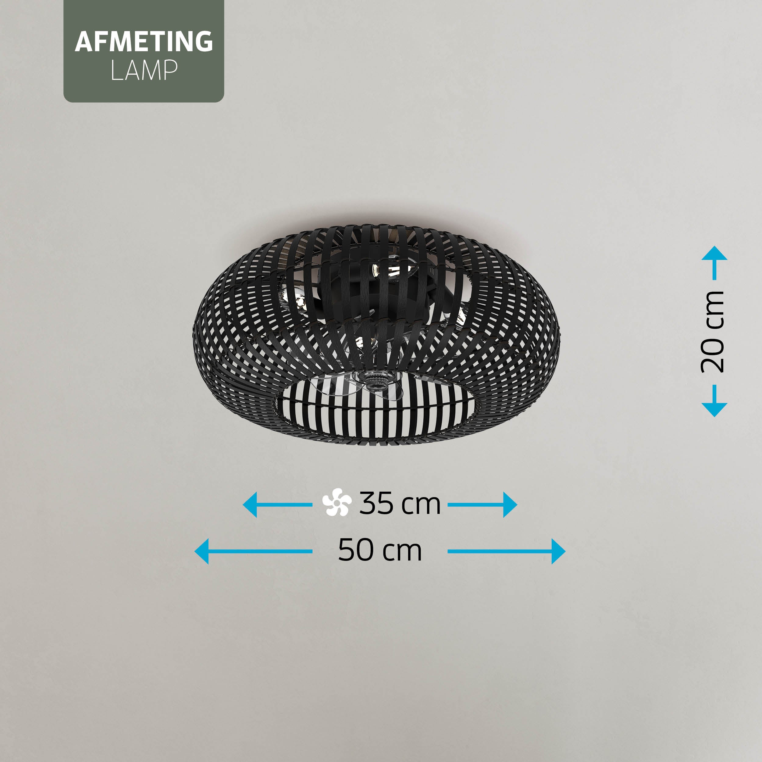 Varin® Smart Plafondlamp met ventilator - Bamboe Zwart