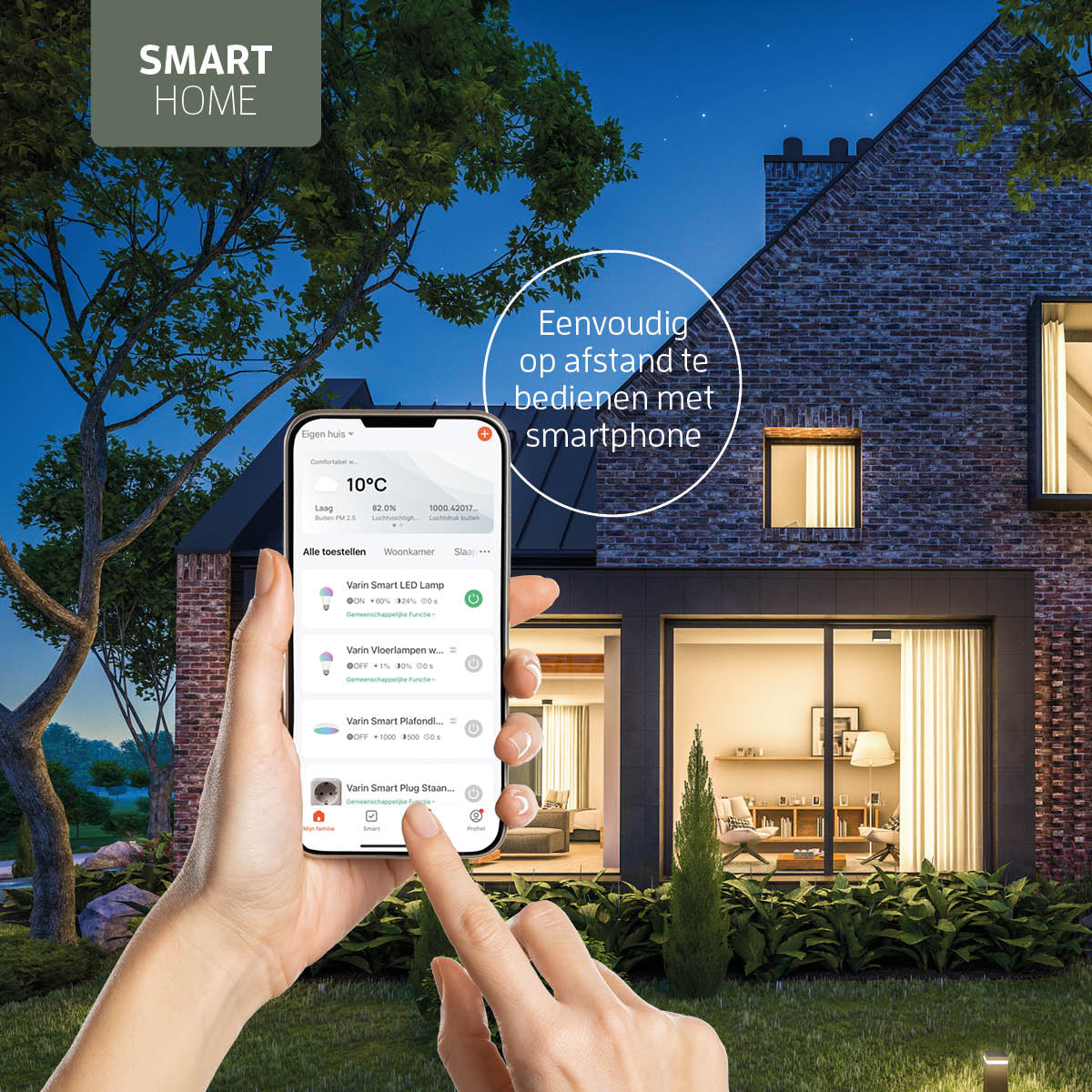 Smart Plafondventilator (hout) met Verlichting - Zwart - 132cm - WiFi