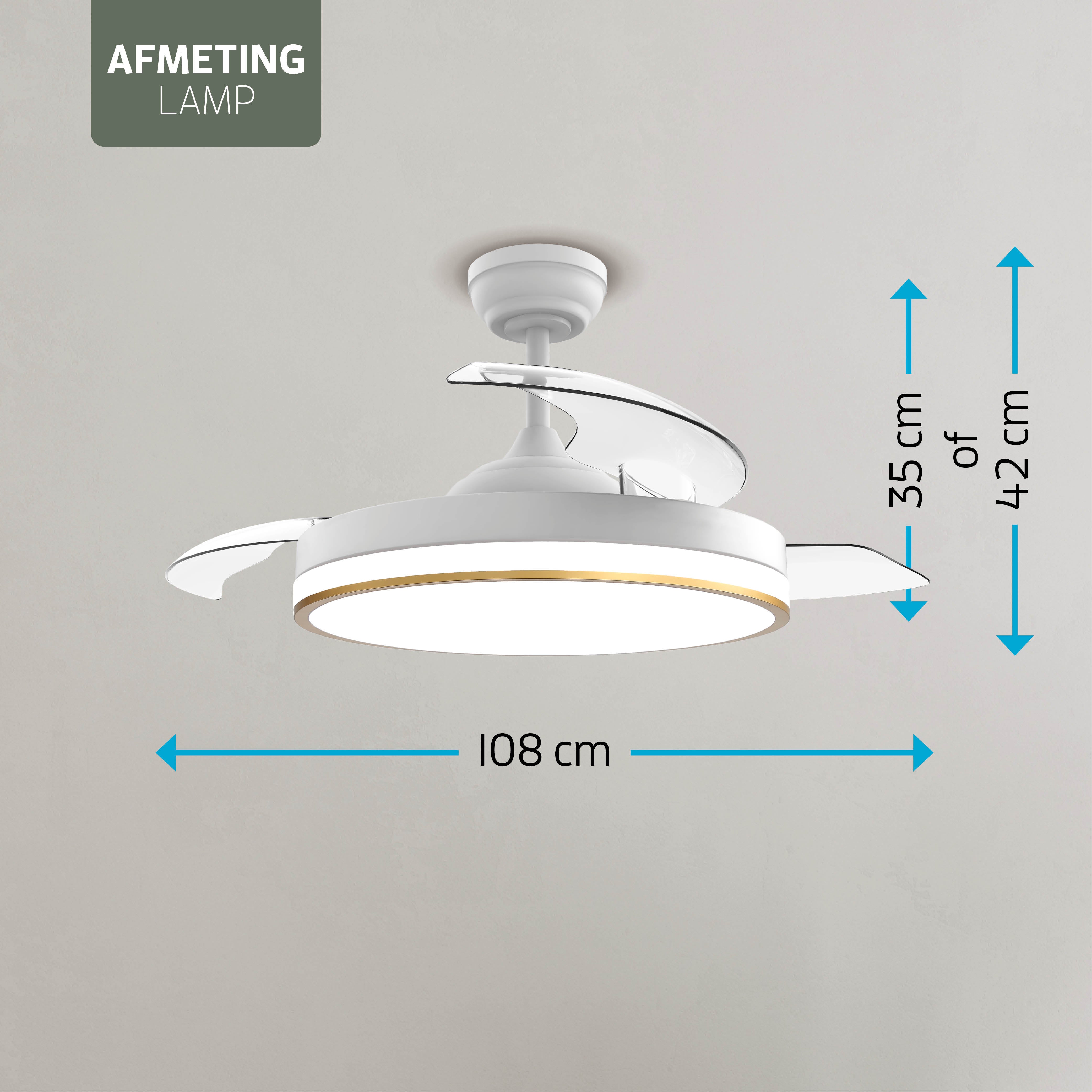 Plafondlamp met uitklapbare ventilator - Wit/Goud - 108cm - WiFi