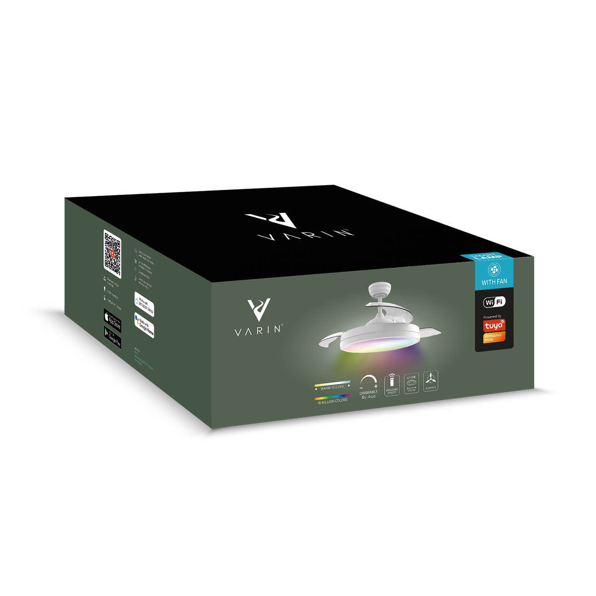 Smart Plafondlamp met uitklapbare Ventilator - Wit - 108cm - WiFi