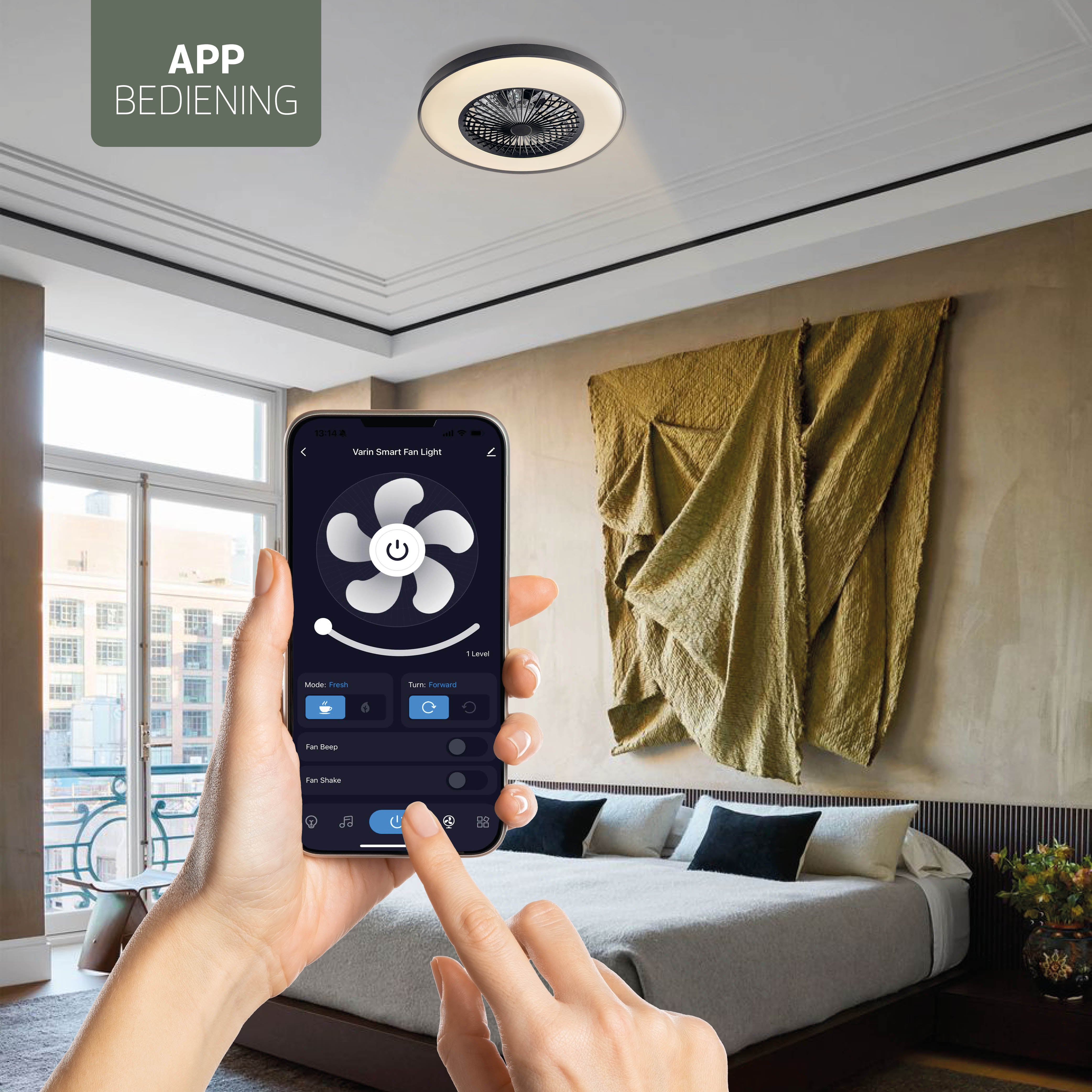 Varin Smart Wifi LED Plafondlamp met ventilator RGBW (CCT) - 60 cm - Tuya - Wit