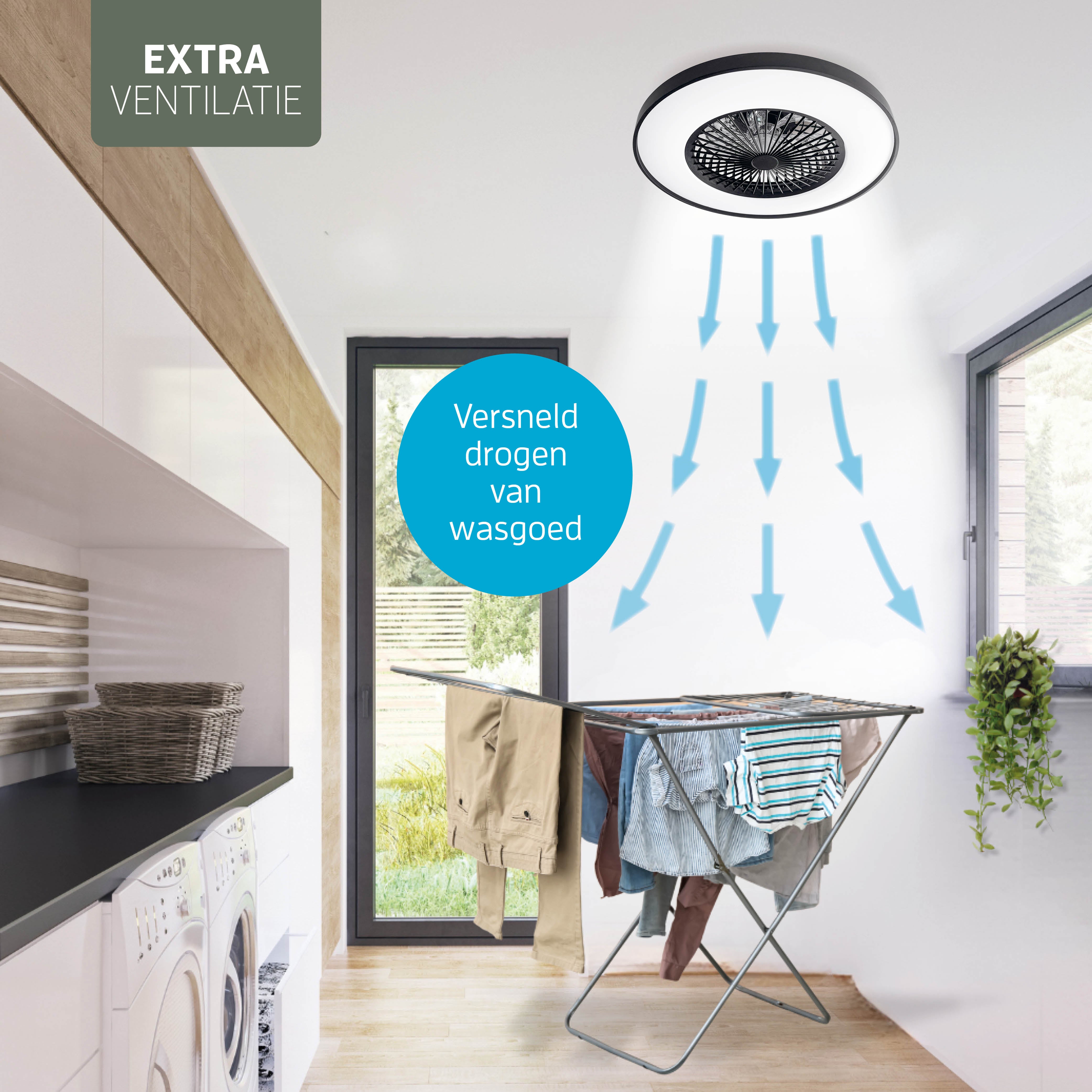 Varin Smart Wifi LED Plafondlamp met ventilator RGBW (CCT) - 60 cm - Tuya - Wit