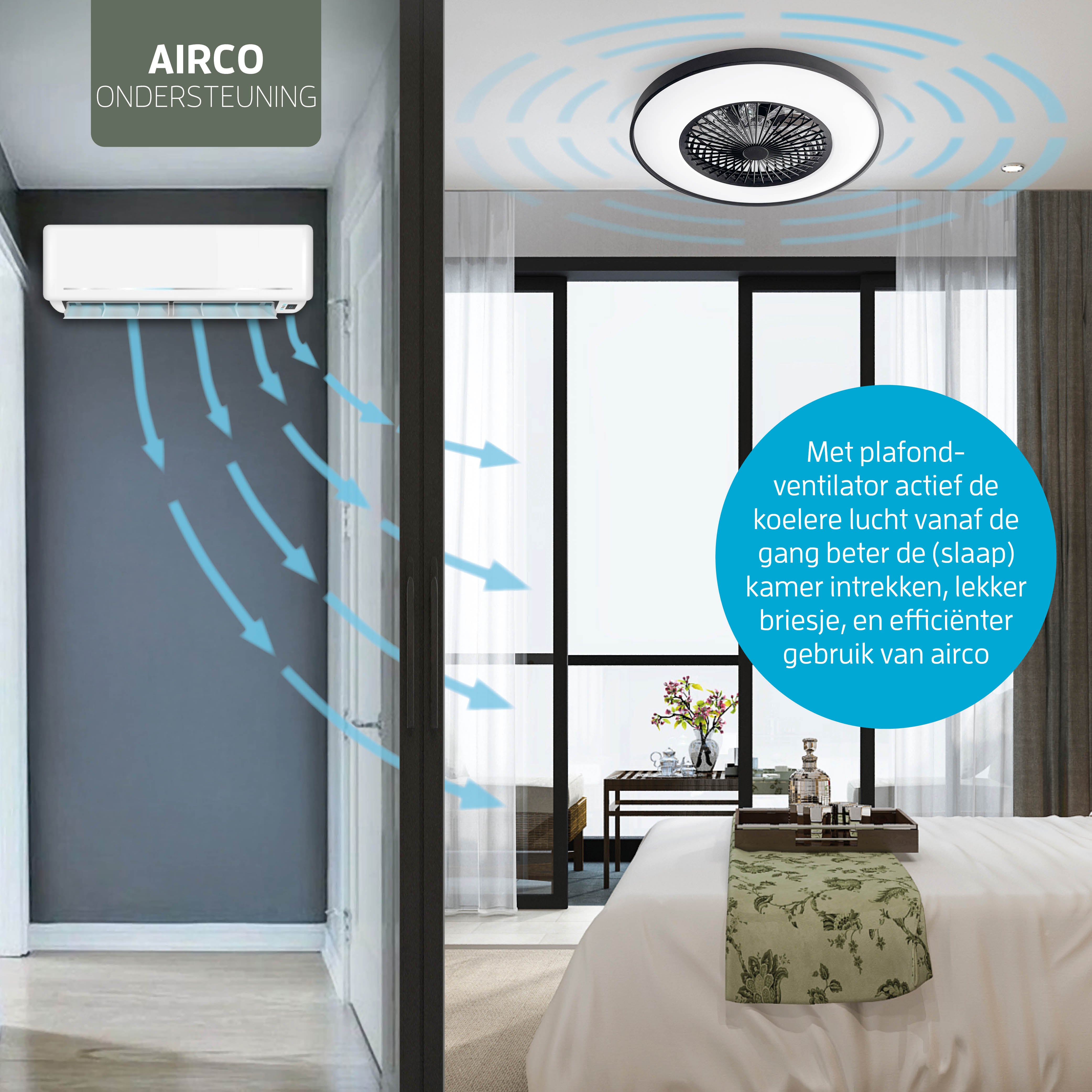 Varin Smart Wifi LED Plafondlamp met ventilator RGBW (CCT) - 60 cm - Tuya - Wit