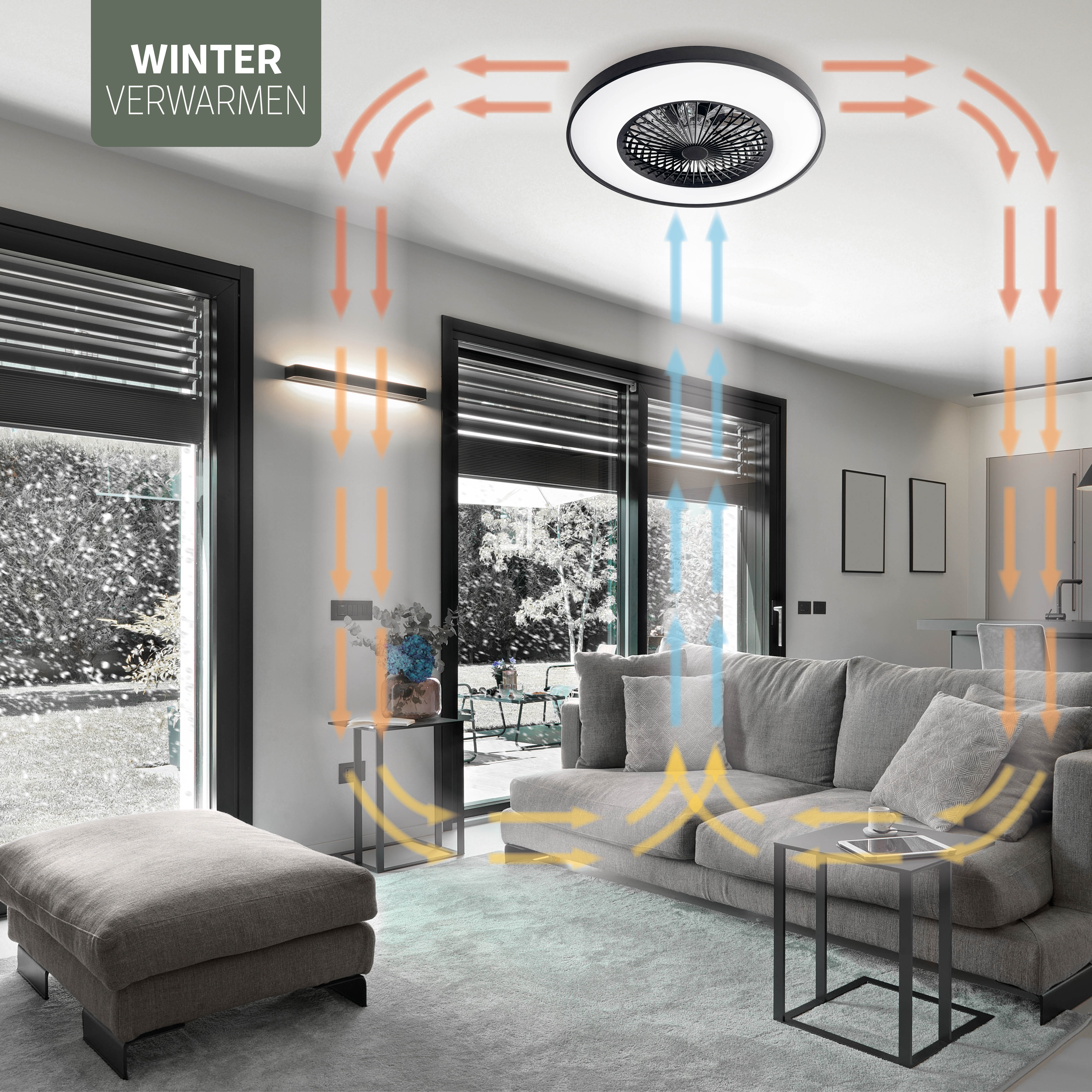 Varin Smart Wifi LED Plafondlamp met ventilator RGBW (CCT) - 60 cm - Tuya - Wit