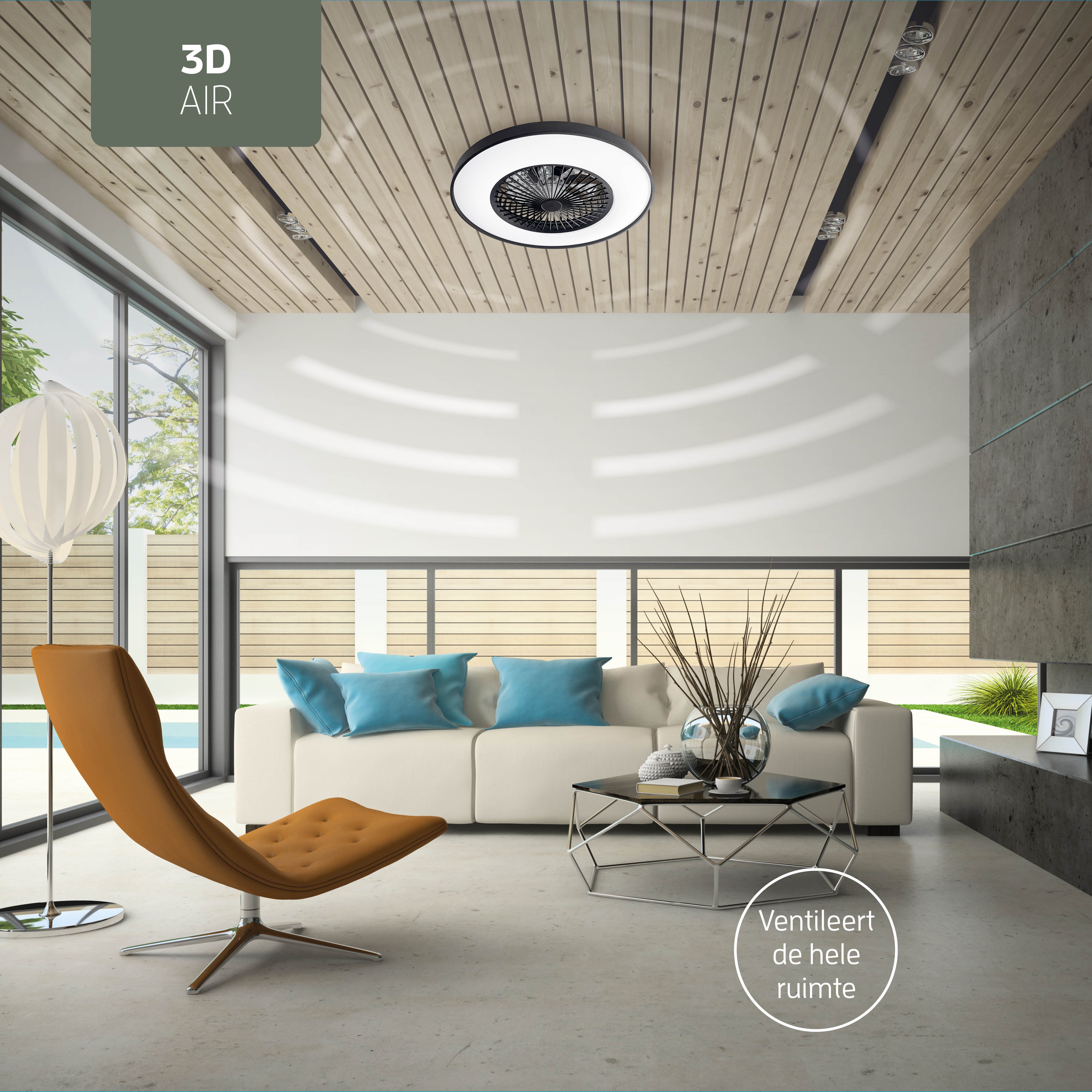 Varin Smart Wifi LED Plafondlamp met ventilator RGBW (CCT) - 60 cm - Tuya - Wit