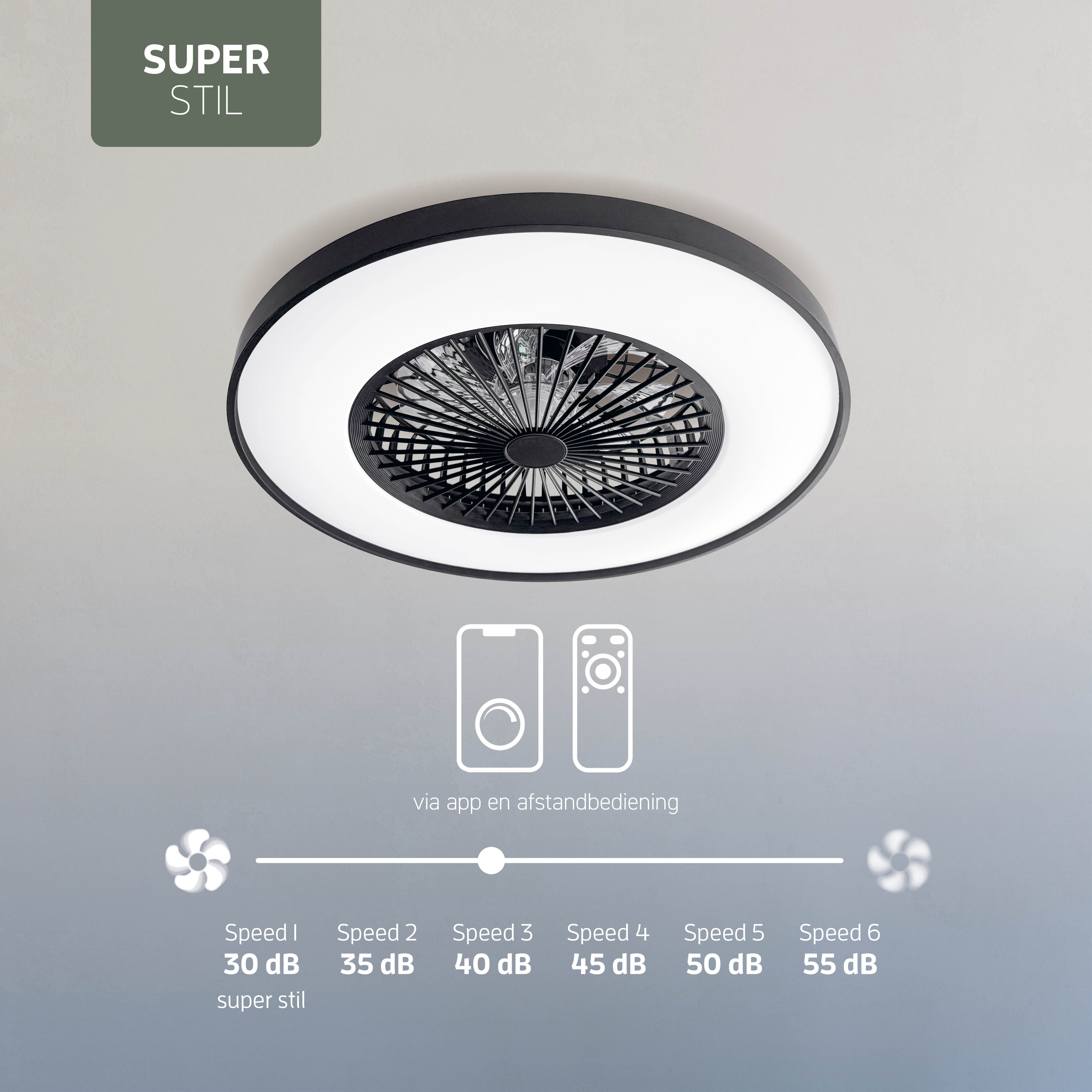 Varin Smart Wifi LED Plafondlamp met ventilator RGBW (CCT) - 60 cm - Tuya - Wit