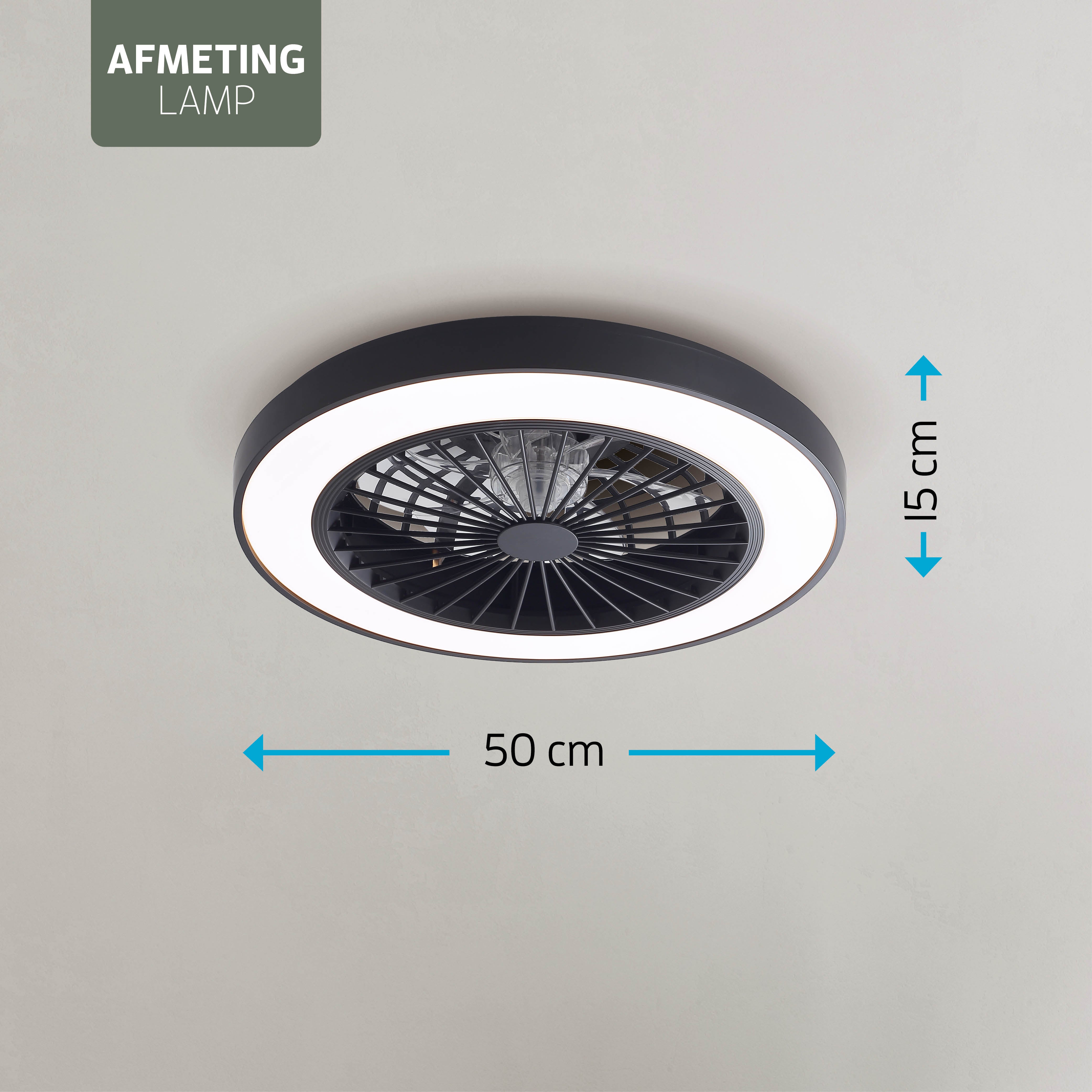 Varin Smart Wifi LED Plafondlamp met ventilator RGBW (CCT) - 50 cm - Tuya - zwart