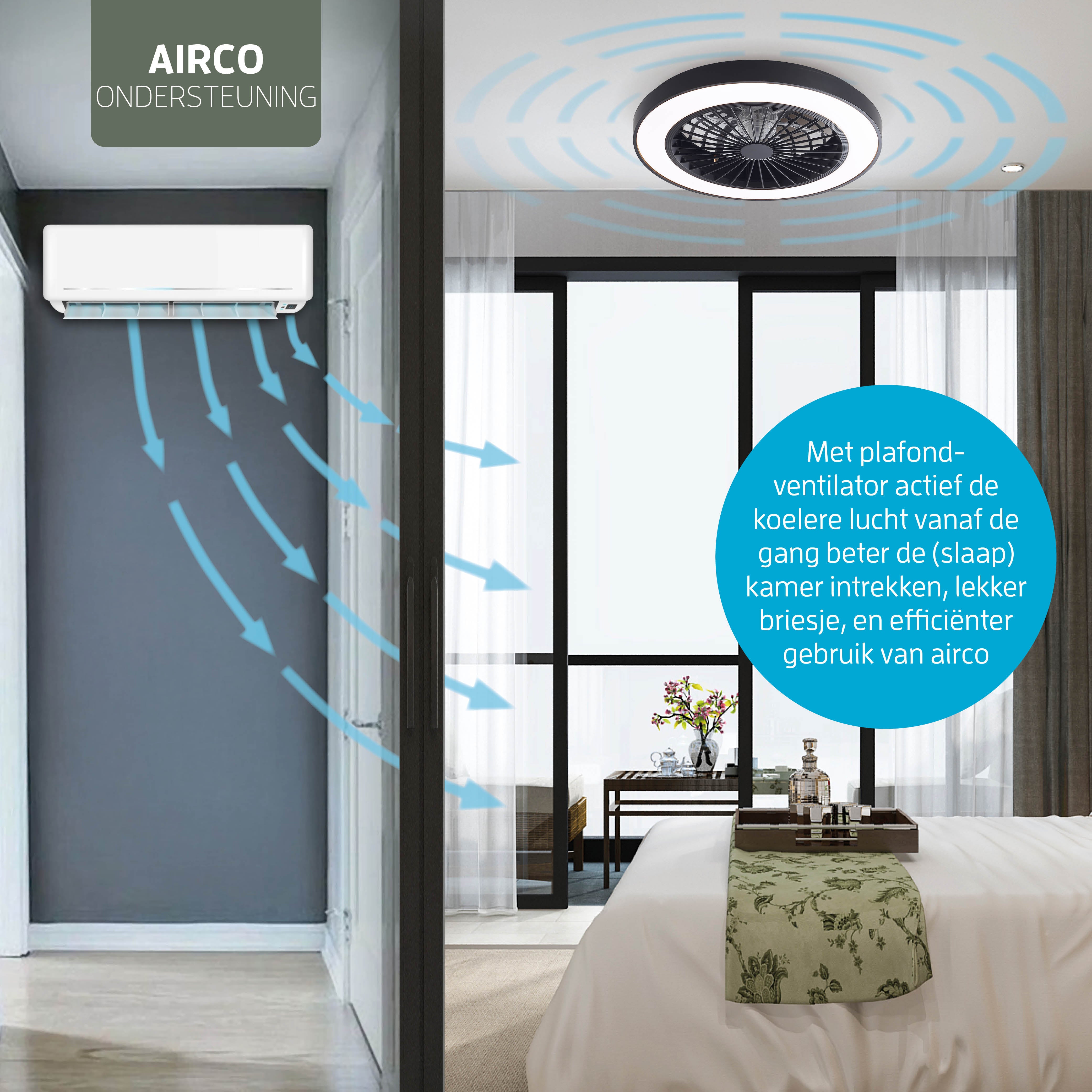 Varin Smart Wifi LED Plafondlamp met ventilator RGBW (CCT) - 50 cm - Tuya - zwart