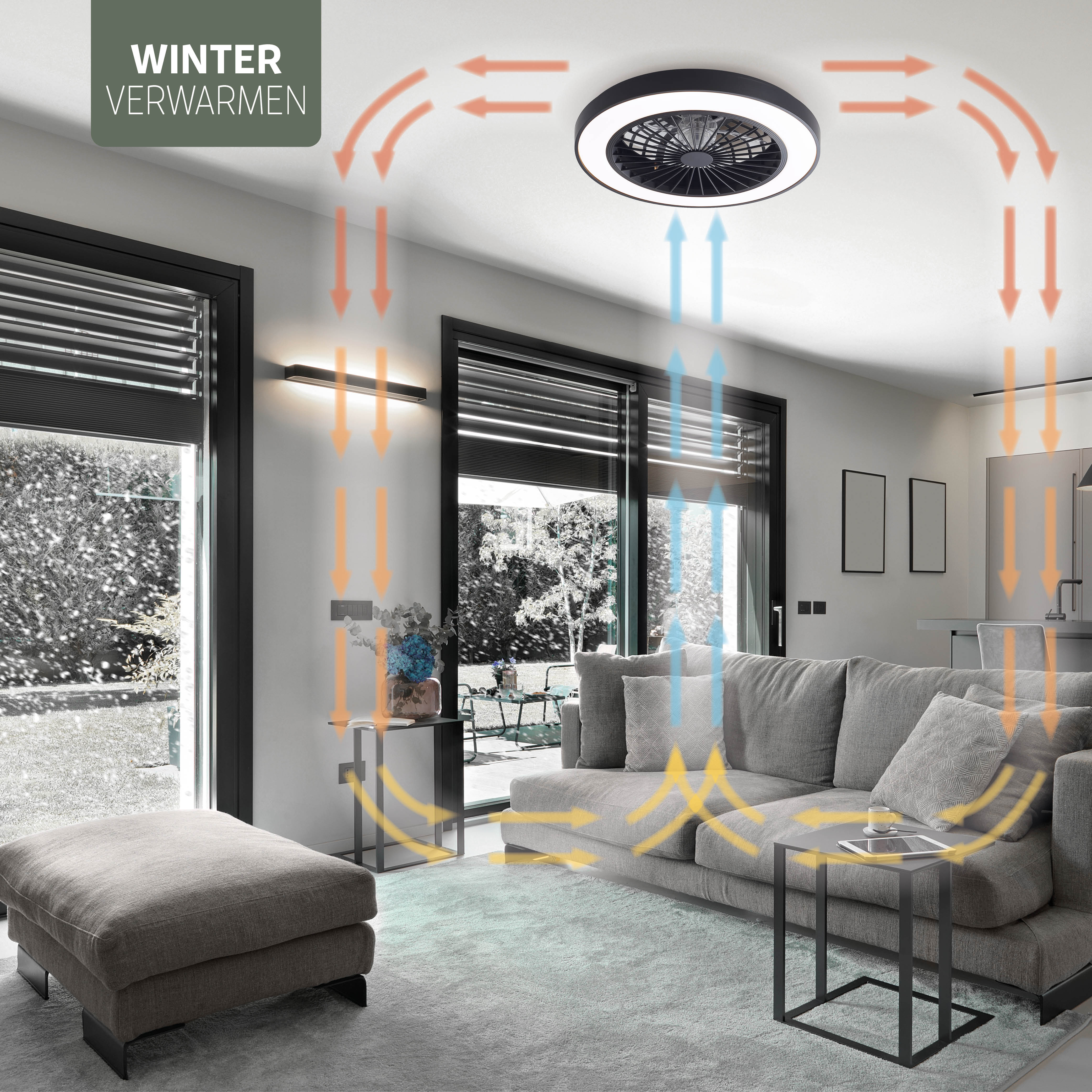 Varin Smart Wifi LED Plafondlamp met ventilator RGBW (CCT) - 50 cm - Tuya - zwart