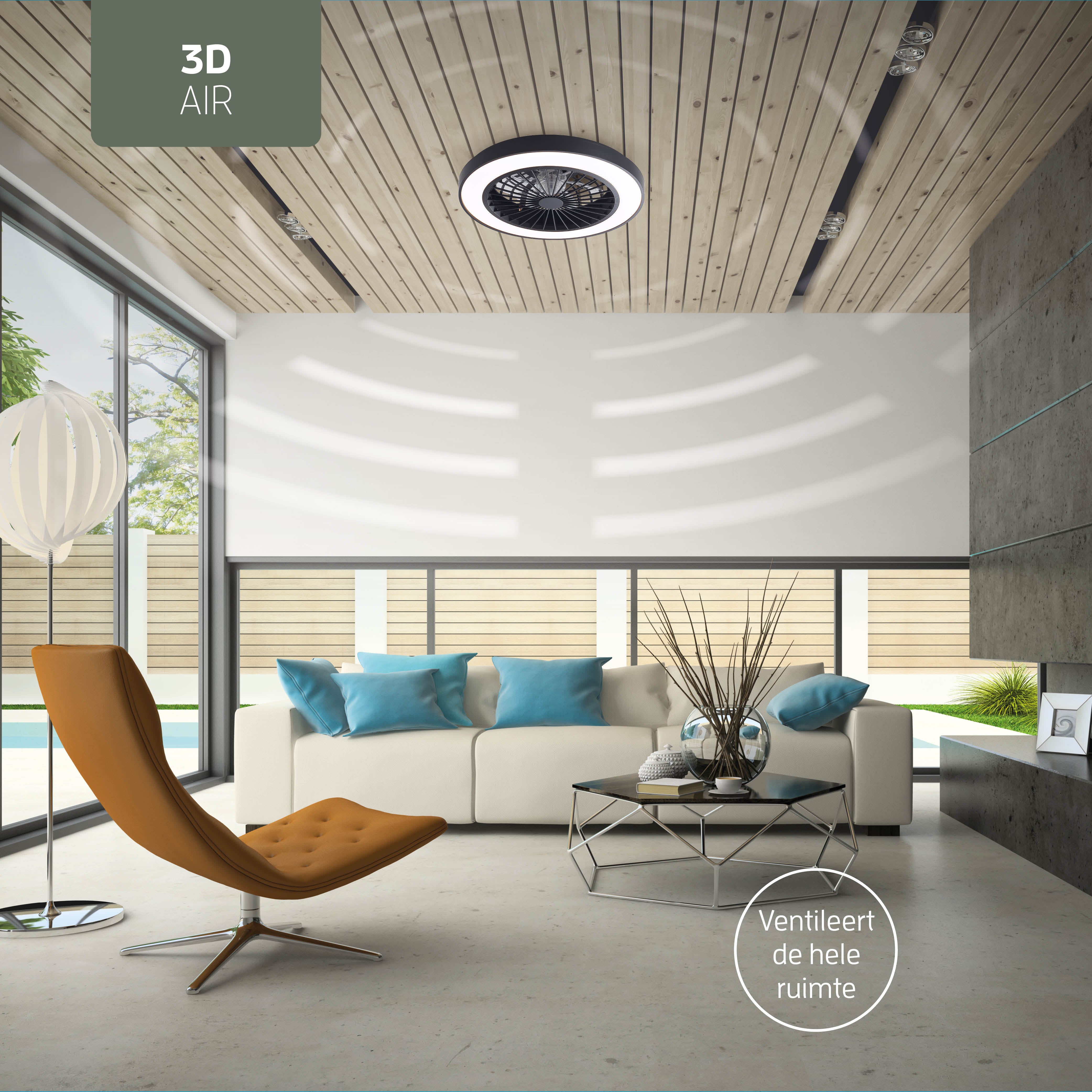 Varin Smart Wifi LED Plafondlamp met ventilator RGBW (CCT) - 50 cm - Tuya - zwart