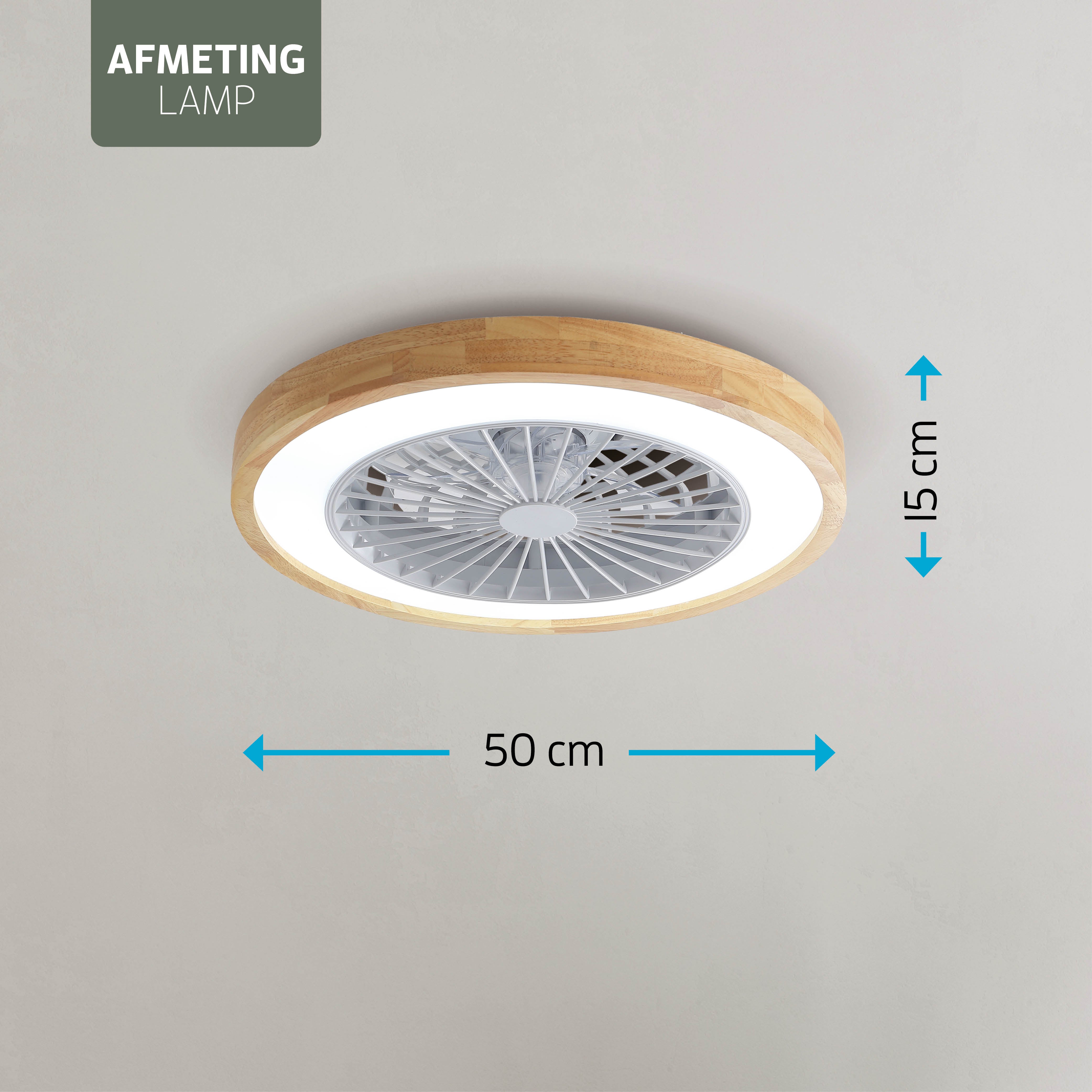 Varin Smart Wifi LED Plafondlamp met ventilator RGBW (CCT) - 50 cm - Tuya - lichthout