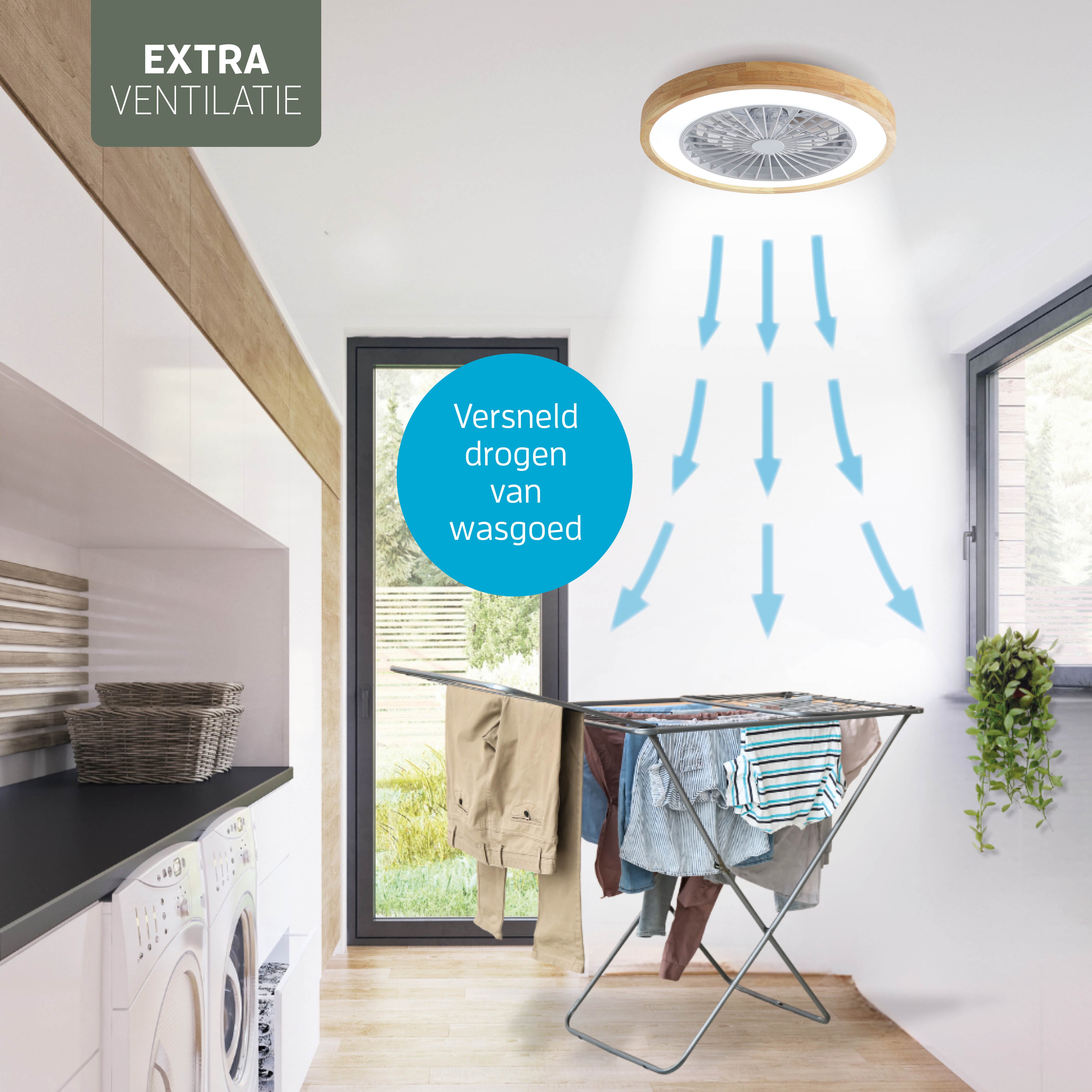 Varin Smart Wifi LED Plafondlamp met ventilator RGBW (CCT) - 50 cm - Tuya - lichthout