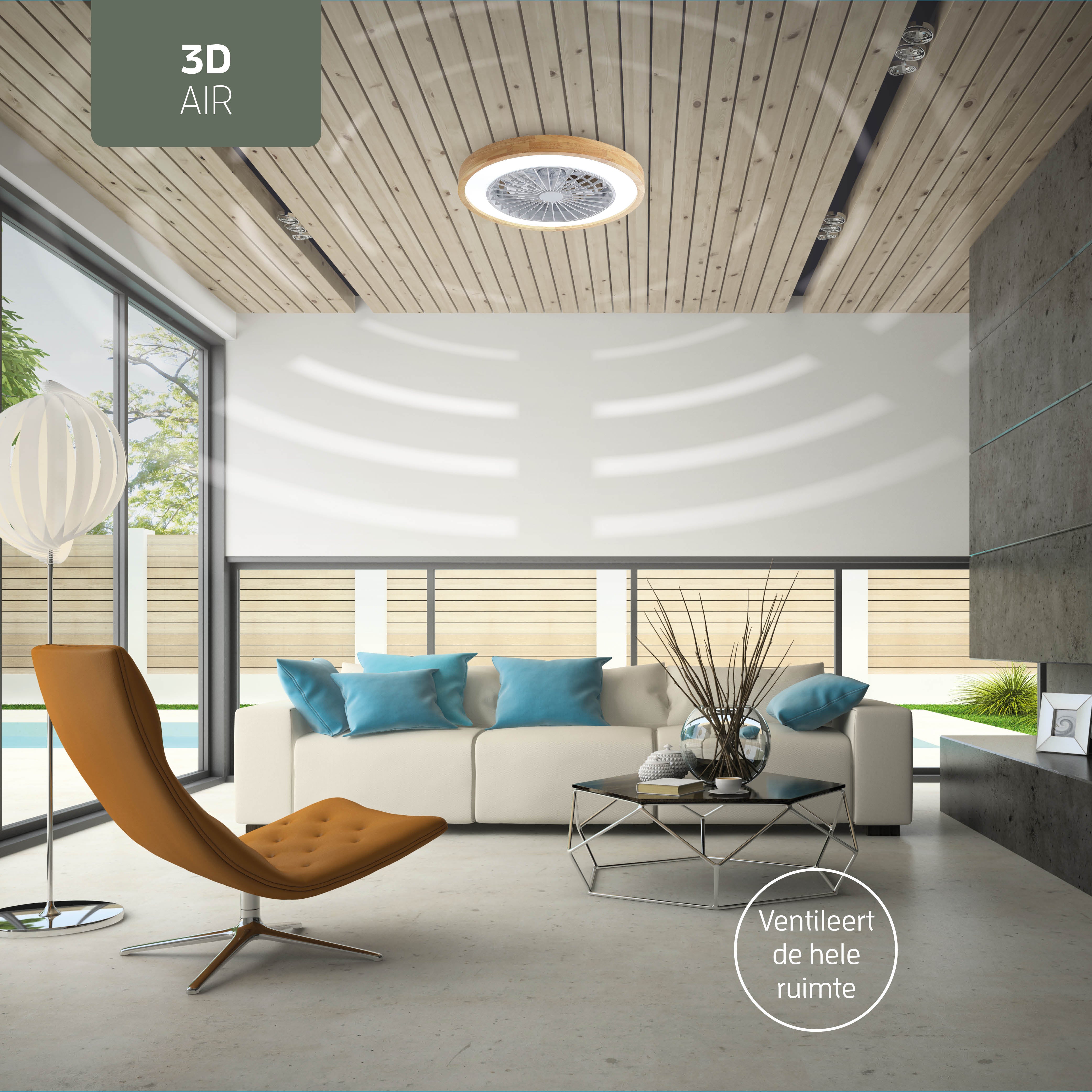 Varin Smart Wifi LED Plafondlamp met ventilator RGBW (CCT) - 50 cm - Tuya - lichthout