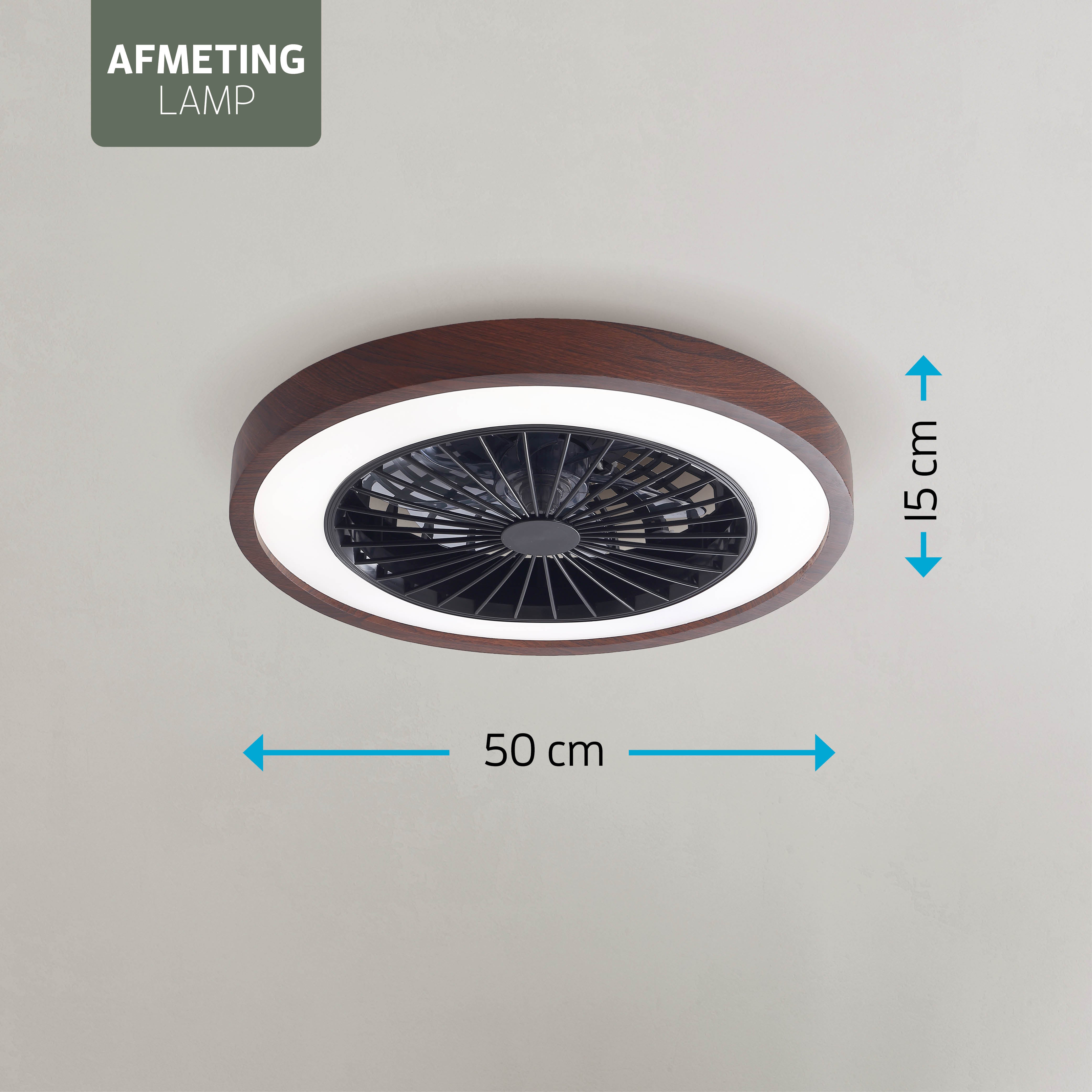 Varin Smart Wifi LED Plafondlamp met ventilator RGBW (CCT) - 50 cm - Tuya - Walnoot