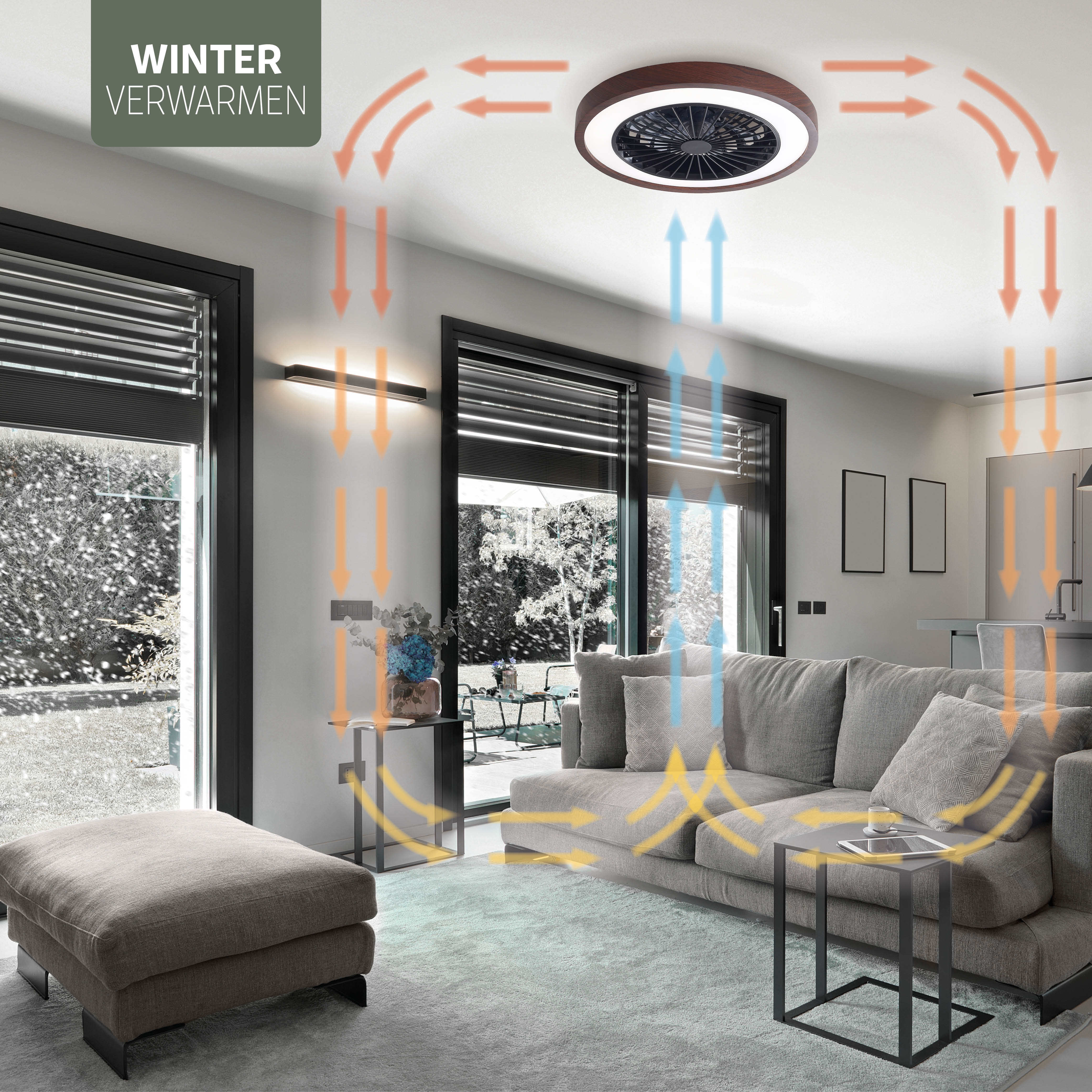 Varin Smart Wifi LED Plafondlamp met ventilator RGBW (CCT) - 50 cm - Tuya - Walnoot