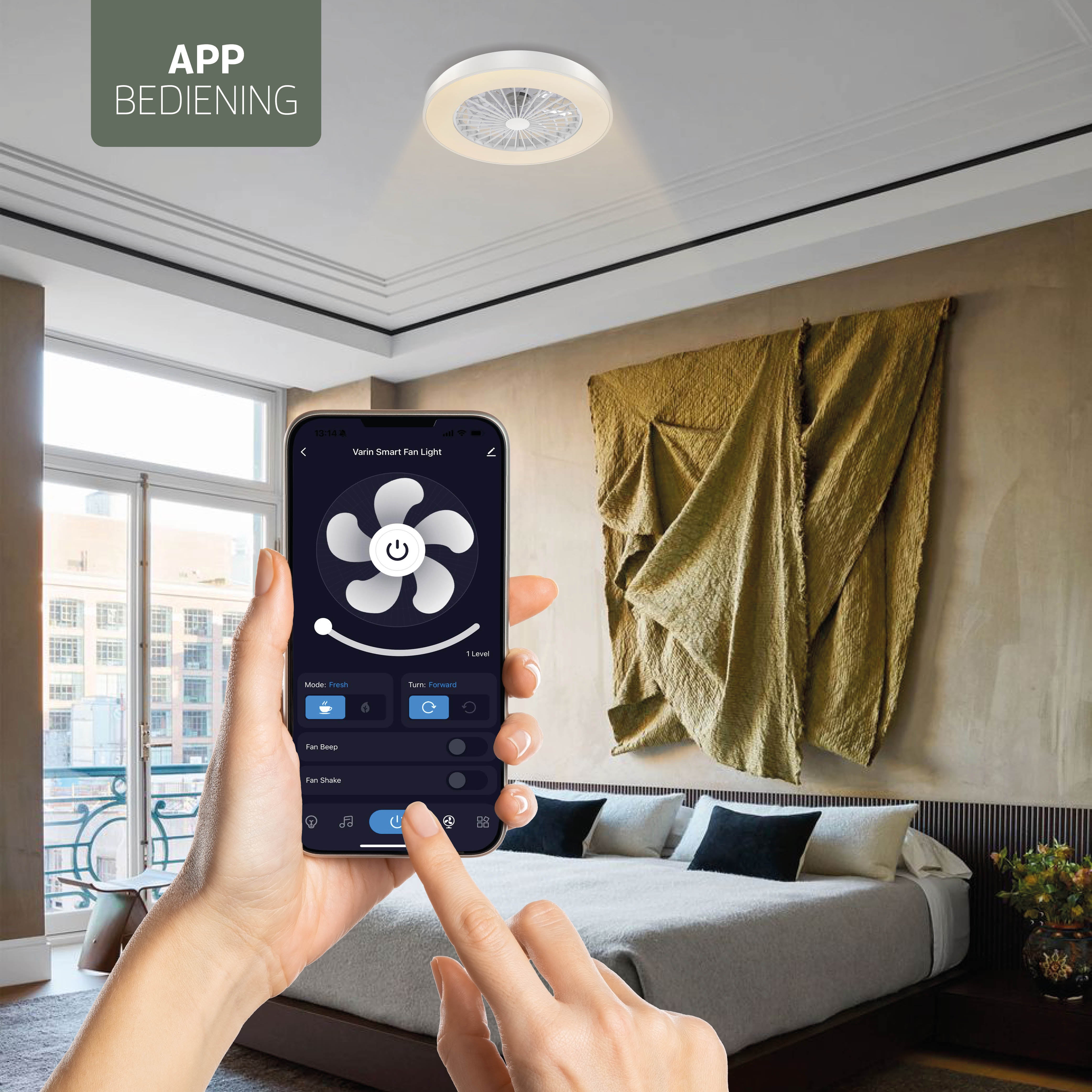 Varin Smart Wifi LED Ceiling Light with Fan RGBW (CCT) - 50 cm - Tuya - White