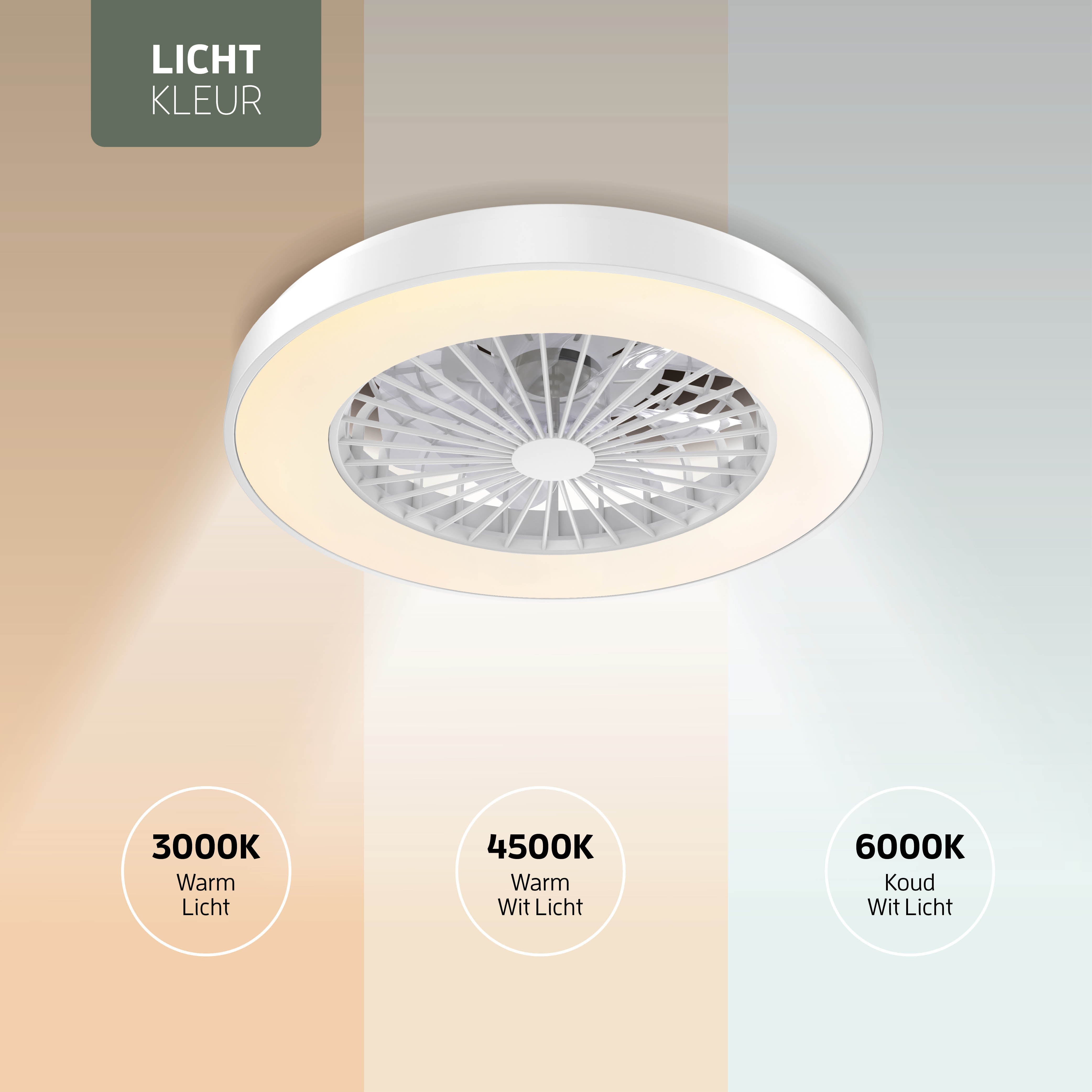 Varin Smart Wifi LED Ceiling Light with Fan RGBW (CCT) - 50 cm - Tuya - White