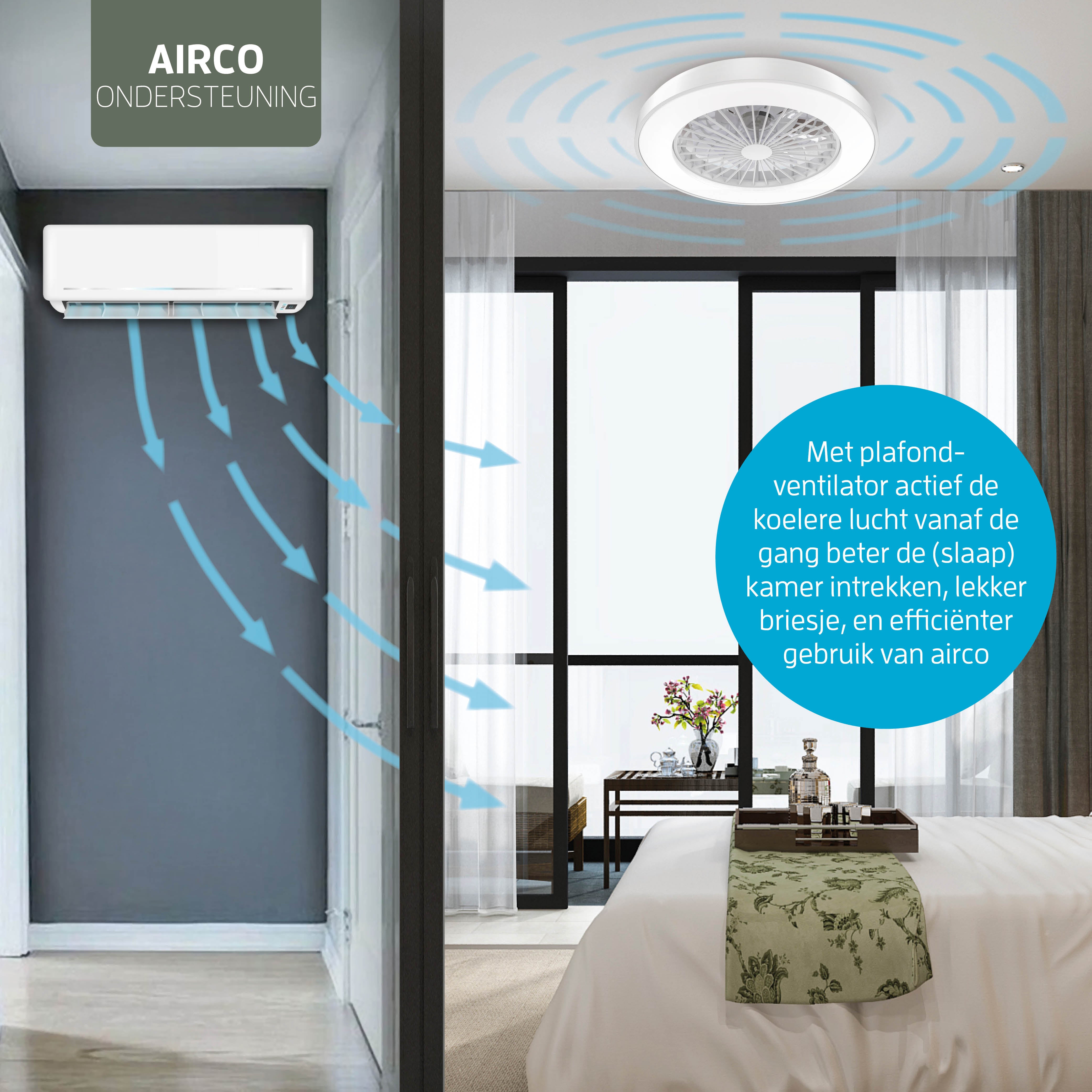 Varin Smart Wifi LED Ceiling Light with Fan RGBW (CCT) - 50 cm - Tuya - White