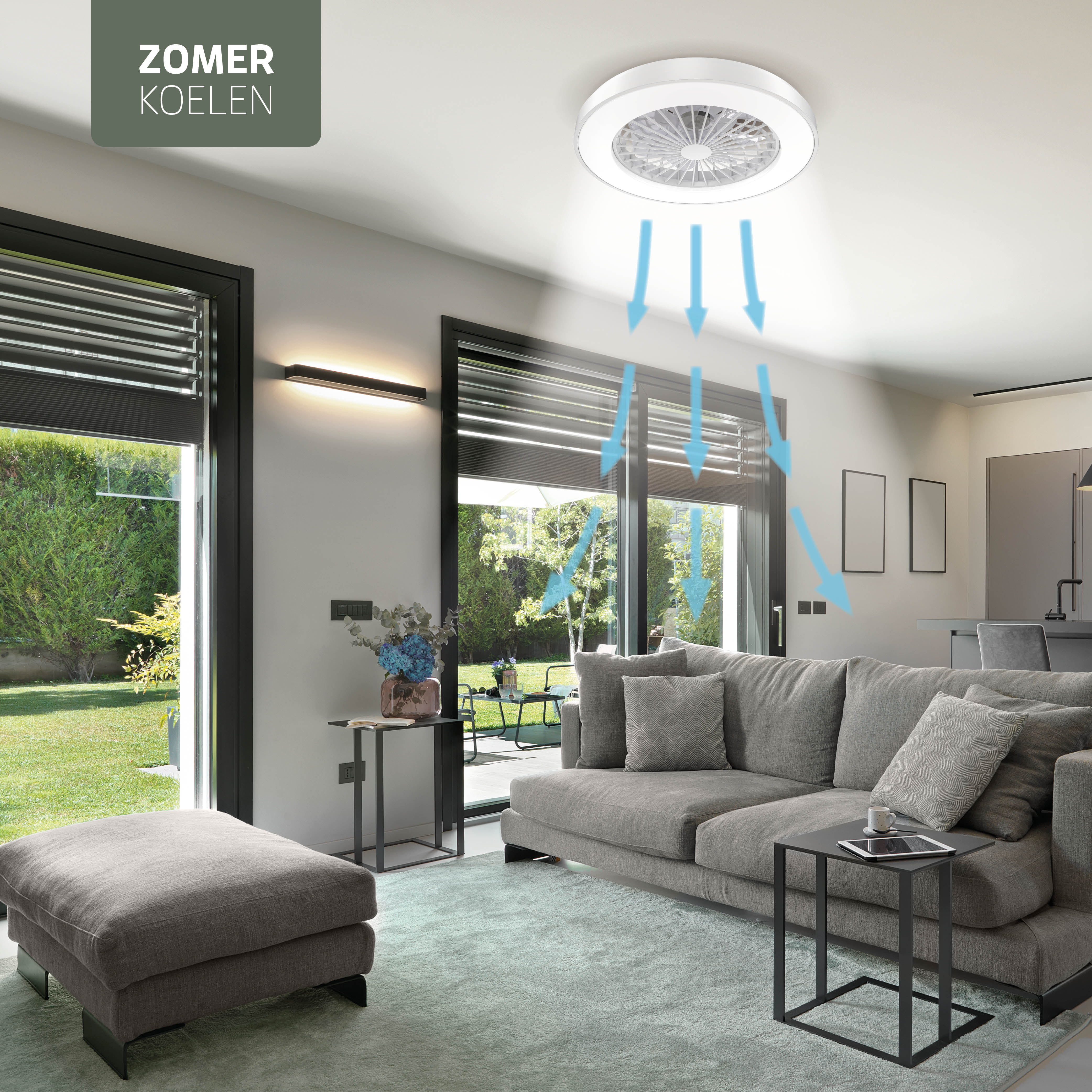 Varin Smart Wifi LED Ceiling Light with Fan RGBW (CCT) - 50 cm - Tuya - White