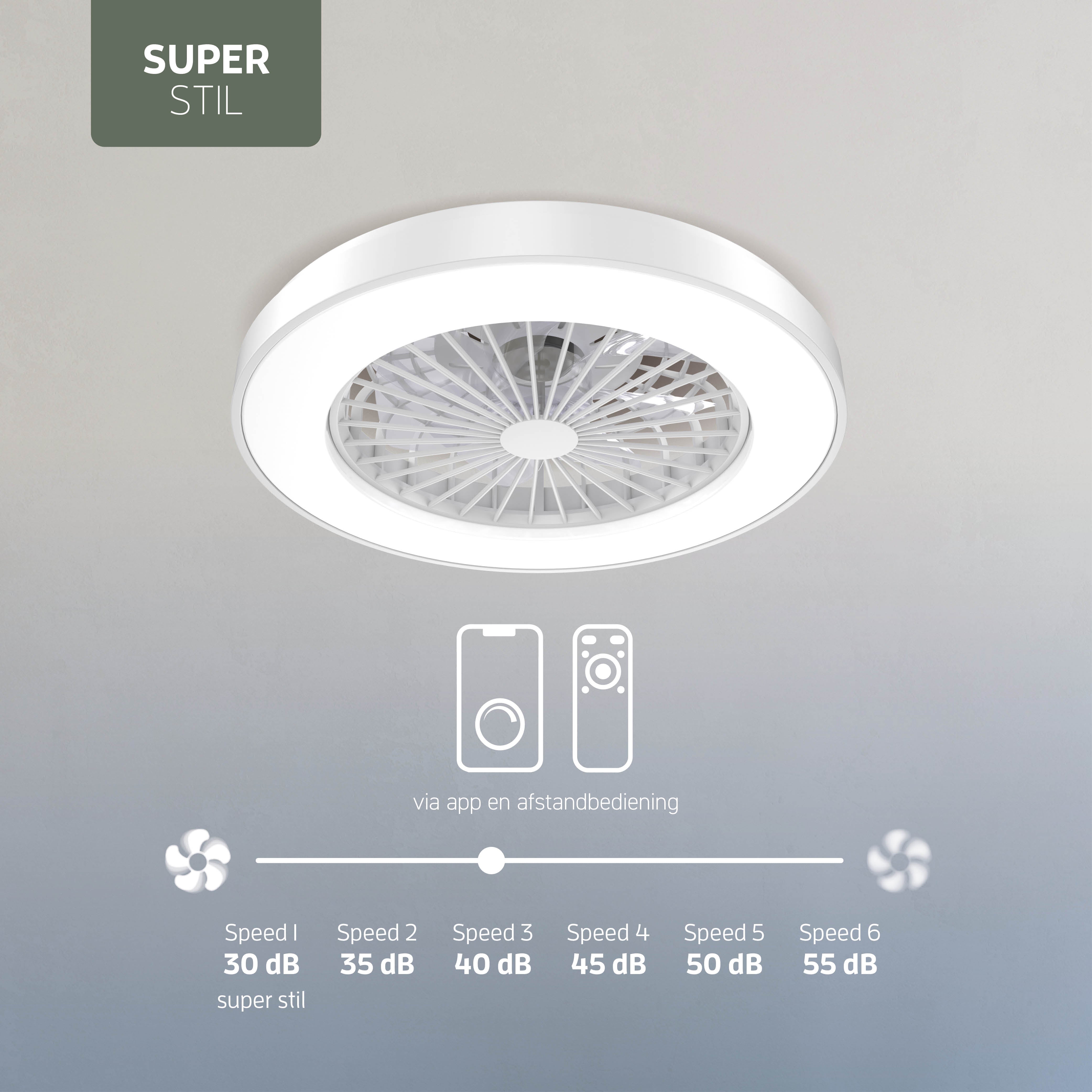 Varin Smart Wifi LED Ceiling Light with Fan RGBW (CCT) - 50 cm - Tuya - White