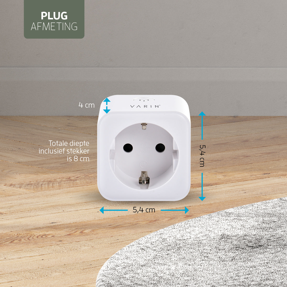 Varin Smart Wifi Plug met ernergiemeter - 16A - Type C&F - Tuya