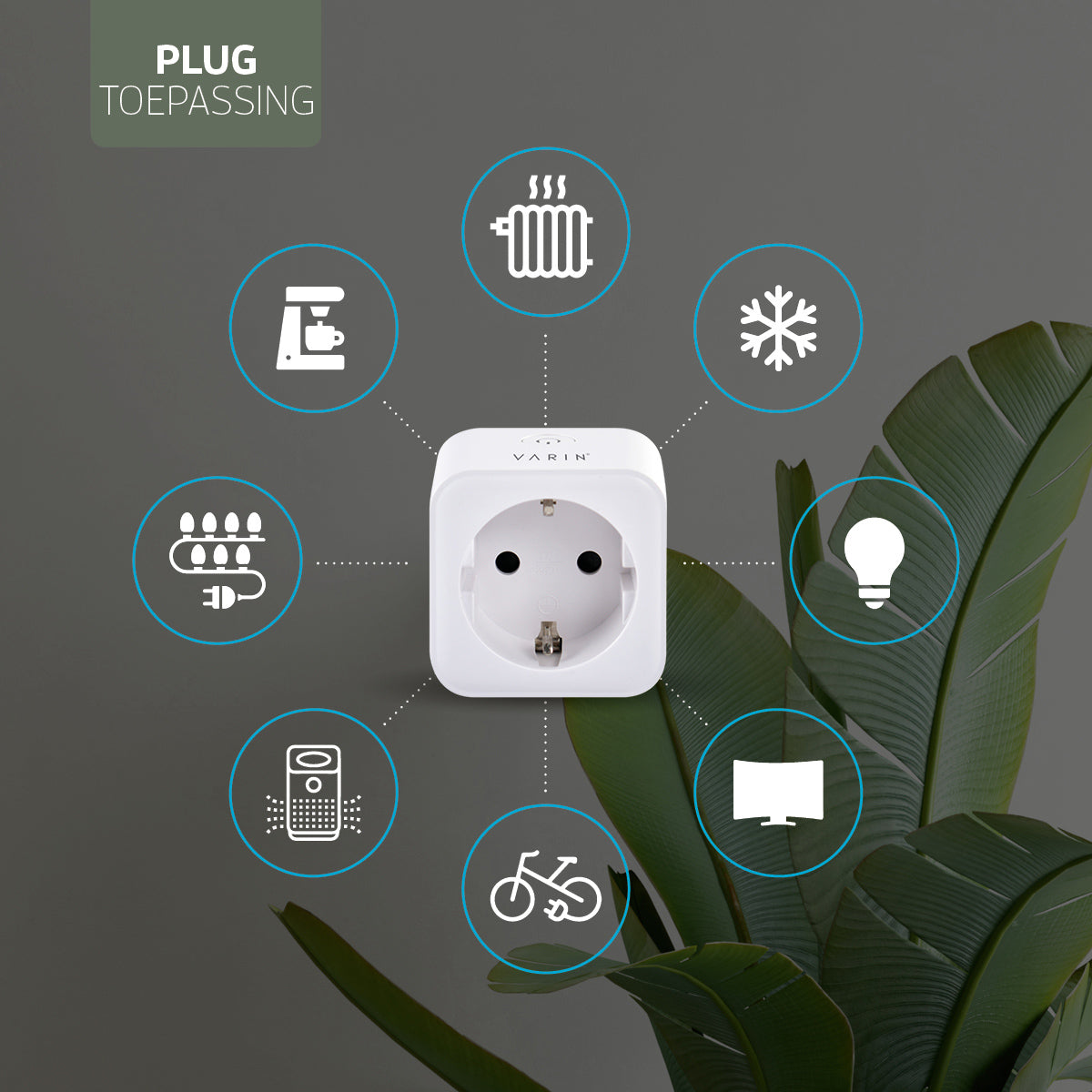 Varin Smart Wifi Plug met ernergiemeter - 16A - Type C&F - Tuya