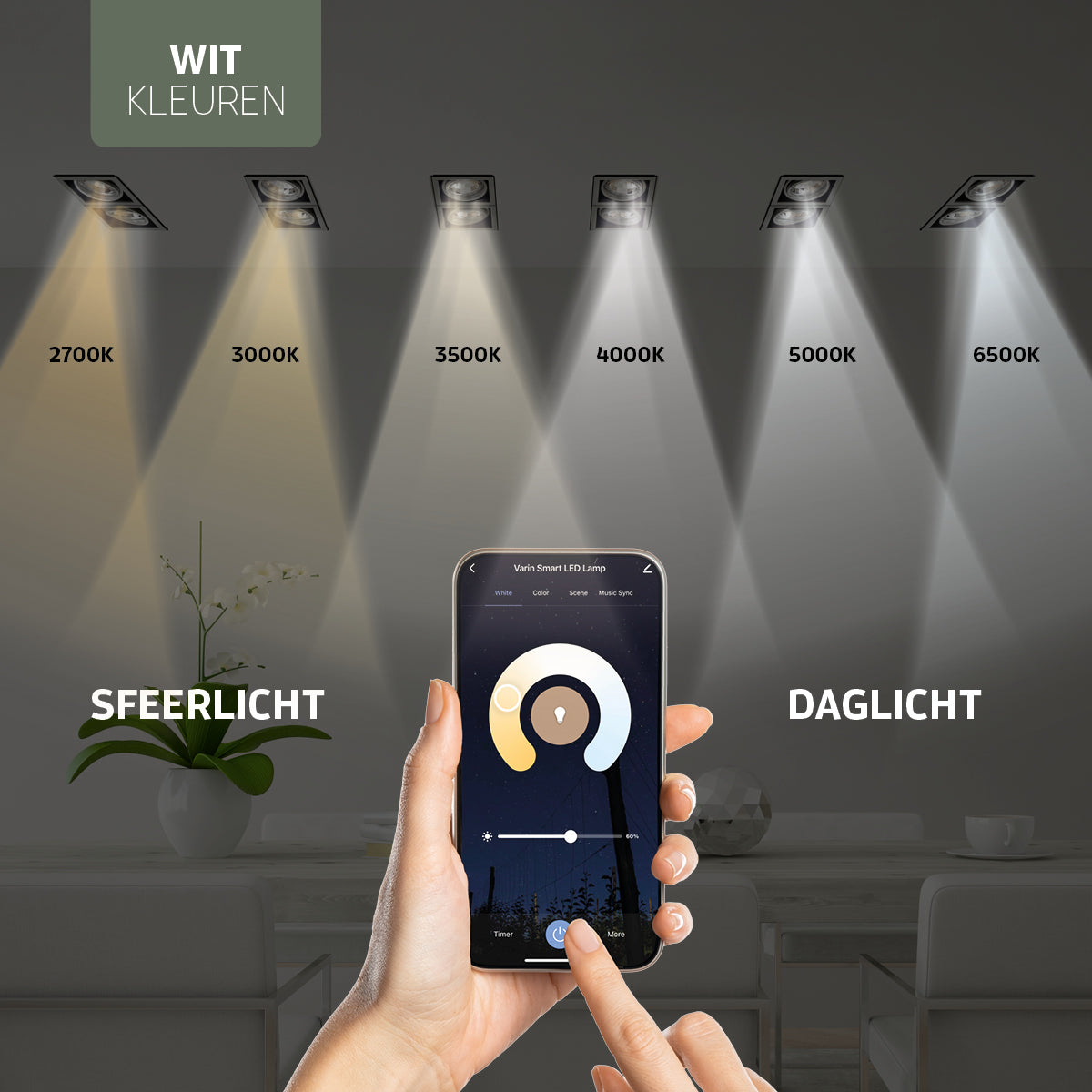 Varin Smart Wifi LED Spot GU10 - 5W - RGB + CCT - 2700-6500K - Tuya